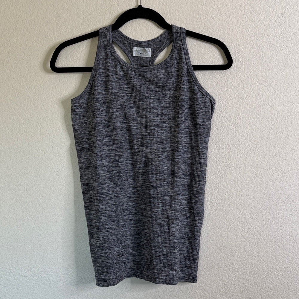 Athleta high neck ribbed tank top grey women’s large EUC